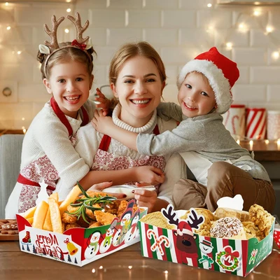 Christmas Paper Food Trays 24Pcs Food Serving Boat Nacho Trays Disposable Sna... - Image 1 of 4