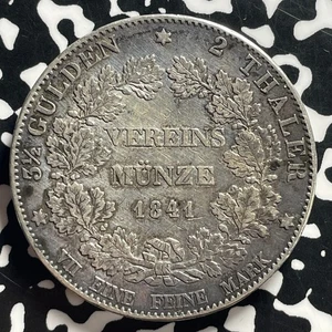 1841 Germany Hesse-Darmstadt 2 Thaler Lot#JM0035 Large Silver! - Picture 1 of 2
