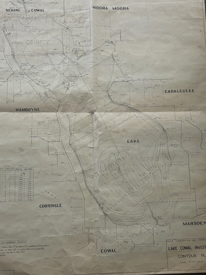 Vintage Contour Map - Lake Cowal Contour Plan -1963 - Image 1 of 4