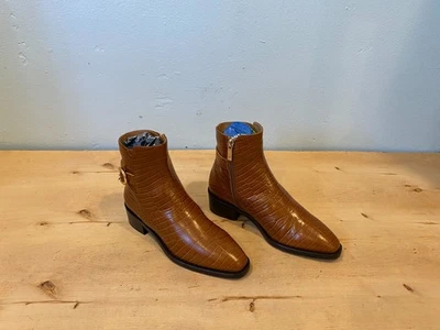 NWOT/B Aquatalia Fara Croc-Embossed Ankle Boot, Cognac Leather , Sz 7 M - Image 1 of 4