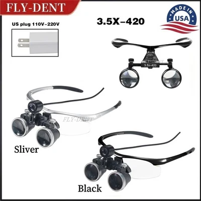 Lupa quirúrgica dental 3,5X-420 lupas binoculares médicas con faro LED Foto 1 de 4