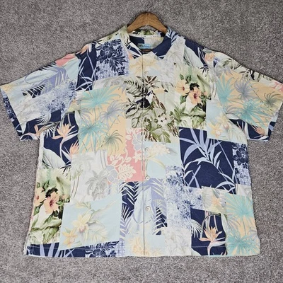 Tommy Bahama Hawaiian Shirt Mens 2XLB Blue Silk 30th Anniversary Passport - Image 1 of 4