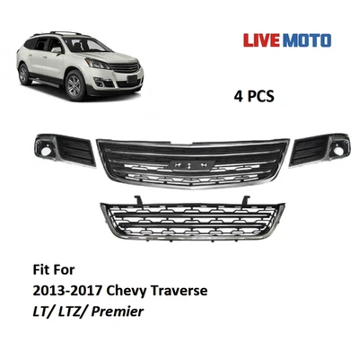 For 2013-2017 Chevy Traverse Front Bumper Grille Assembly Kit w/ Fog Light Cover - Imagem 1 de 4