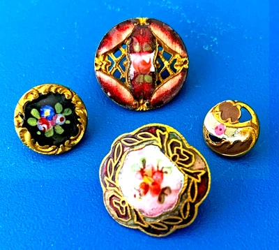 Botões de esmalte antigos - Pequenos e Dimi - Marca traseira de Paris - Imagem 1 de 2