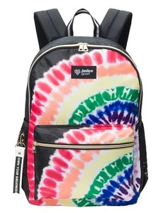 Justice Girls Backpack Black Full Size Colorful Pockets Logo 17 Inch Large - Picture 1 of 11