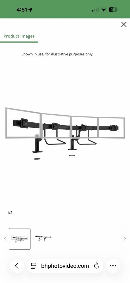 NEW Chief K4G410B Triple Array (4x1) Table Stand Monitor Mount - Image 1 of 4