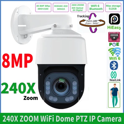 240X ZOOM 4K 8MP 30fps Wireless WiFi POE Speed Dome PTZ IP Camera Smart Tracking - Immagine 1 di 4