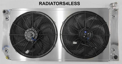 Cubierta de radiador de aluminio de 3 filas ventiladores 16" camión Chevy 1988-2000 C1500 C2500 C3500 Foto 1 de 2