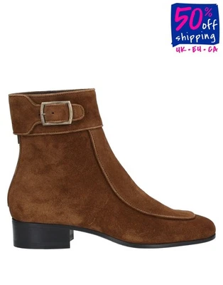 RRP €1169 SAINT LAURENT Miles 30 Buckle Suede Leather Boots US7 UK4 EU37 Zipped - Image 1 of 4