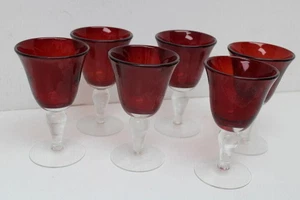 6 Rubinrote Kunstglas Weinglas Kelch Kelche - Bild 1 von 10