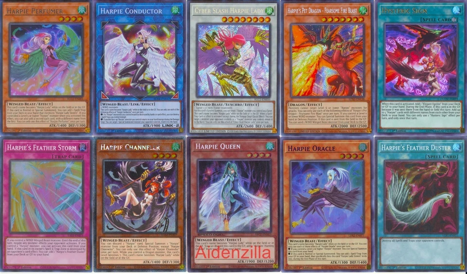 Yugioh Harpie Deck - Perfumer Channeler Cyber Slash Harpist Oracle Dancer Queen - Image 1 of 4