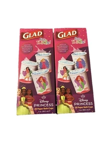 2 Brand New 20 Cups per Box-3 oz Glad For Kids Disney Princess Paper Bath Cups - Picture 1 of 3