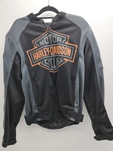 Harley-Davidson 98233-13VM Men's Mesh Motorcycle Jacket Full Zip Black Grey - Picture 1 of 8