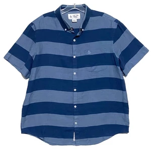 Camicia Pinguino Blu Righe Bottoni Uomo XL Preppy Classica Casual Costa Nautica - Foto 1 di 8