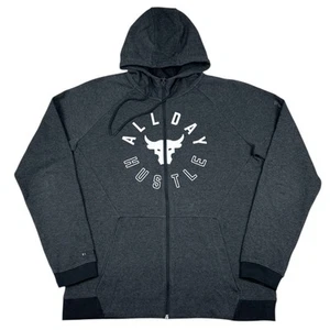 Under Armour Project Rock Hoodie Sweatshirt Full Zip Mens XL All Day Hustle Gray - Picture 1 of 12