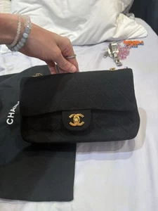 CHANEL Classic Double Flap Shoulder Bag Medium Black Jersey - Picture 1 of 7