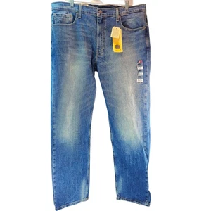 New Levi's 502 Jeans Men's Size 38x32 Blue Regular Taper Stretch Denim Zip - Picture 1 of 19