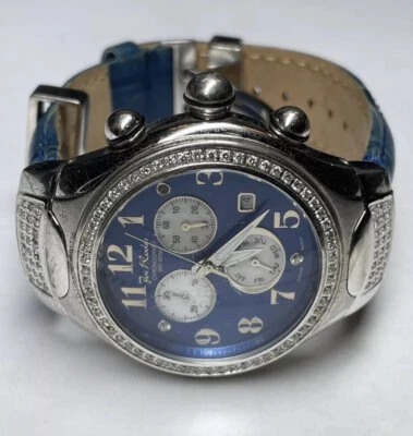JoJo  Diamond Watch Blue Face With Chronograph/ With Blue Leather Band - Image 1 of 4