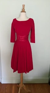 Vintage 1950's Red Velvet Cocktail Dress - Picture 1 of 13
