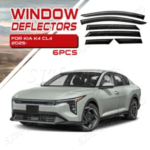 For Kia K4 Sedan 2025 2026 Black Car Window Visor Vent Sun Rain Guard 6pcs - Picture 1 of 7