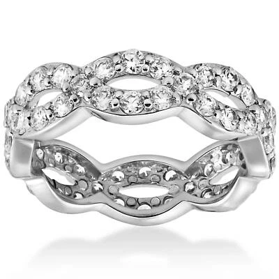 Anel de aniversário de casamento 1 cttw diamante infinito eternidade ouro branco 14K - Imagem 1 de 4