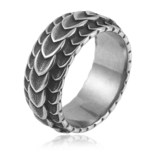 Mens Dragon Scales Band Ring Animal Stainless Steel Hip-hop Simple Size 7-13 - Picture 1 of 6