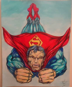 Orignal hand painted fan art Superman - Picture 1 of 3
