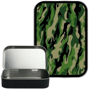 Camouflage Black Hinged Tin,1oz /50ml Tobacco tin, Pin Tin, Gift Box,Camping Tin - Picture 1 of 2