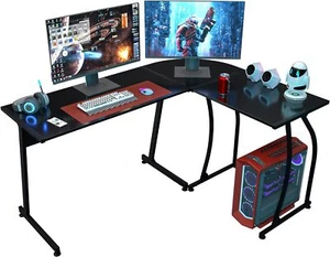 58" L-Shaped Gaming Desk Corner Computer Desk PC Laptop Study Table Workstation - Picture 1 of 17