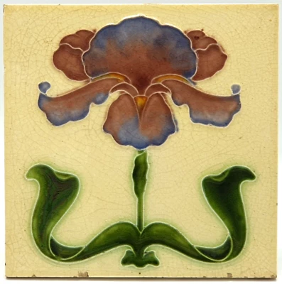 Antique Fireplace Tile Moulded Majolica Floral By John H. Barratt Co C1904 - Image 1 of 3