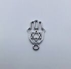 10 Silver Tone Hamsa Hand Charms Crafting Craft Metal Pendant Tone 0.75&quot; Inch