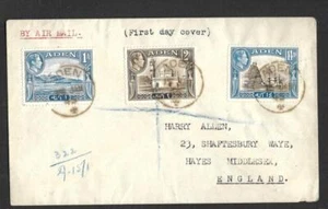ADEN, 1945 PRIMER DÍA CUBIERTA REGISTRADA 3 VALORES DE KGVI A INGLANDIA - Imagen 1 de 1