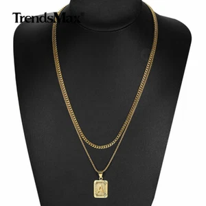 Gold Plated Stainless Steel Letters A-Z Pendant Necklaces Set (2 Chains+1 Charm) - Picture 1 of 38