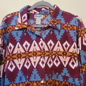 Wrangler Aztec Flannel Shirt Womens Extra Large Wrancher Blouse Top - Picture 1 of 11
