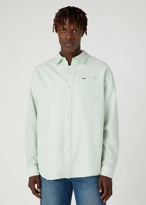 Wrangler 1 PKT Shirt Mens Medium Long Sleeve Comfort Fit Button Up Surf Spray - Image 1 of 4