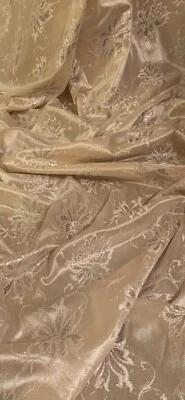 Beige Gold Floral Satin Lace Fabric 58'' PRICE PER METER - Image 1 of 2