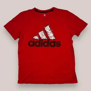 Adidas Three Stripes Red Short Sleeve T-Shirt Black/White Logo Youth Sz XL 18-20 - Picture 1 of 10