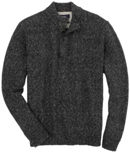 NWT JOHNNIE-O Size S Merino/Alpaca/Cotton Mens 1/4 Thick Soft Sweater Charcoal - Picture 1 of 1