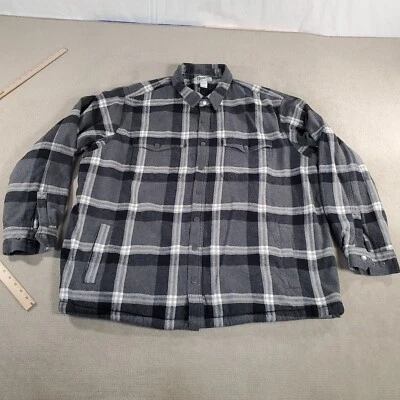 Duluth Trading Jacket Mens 3XLT XXXLT Gray Black Shacket Flannel Fleece 74255 - Image 1 of 4