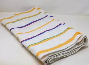 Vintage 10 Yards Linen 18" Wide Stripes in Red, Yellow, Green & Blue Extra-Long - Picture 1 of 6
