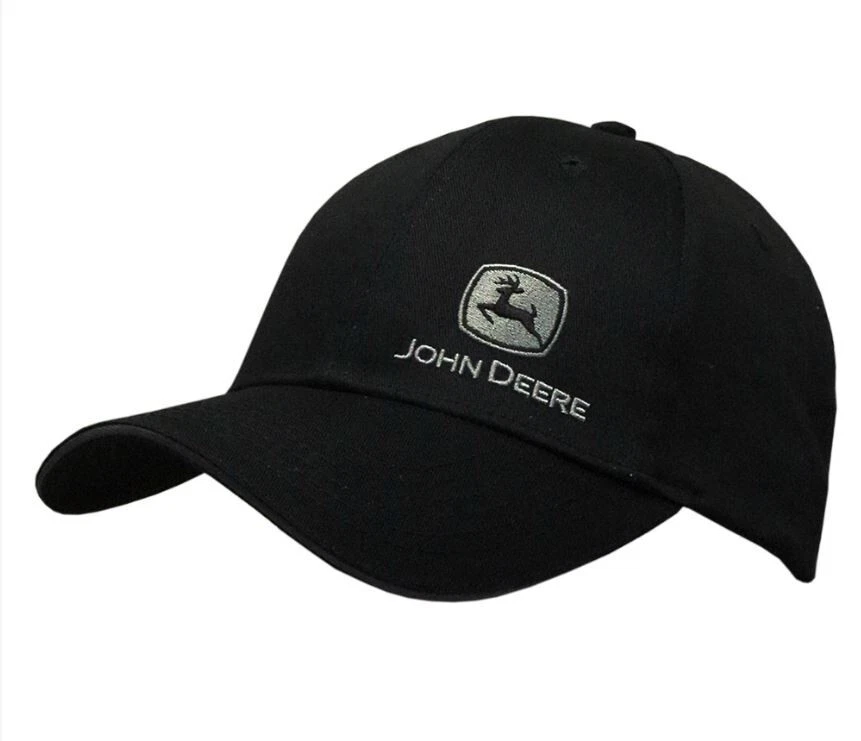 JOHN DEERE Cap Twill Basecap Silber Logo Schwarze Kappe Schirmmütze