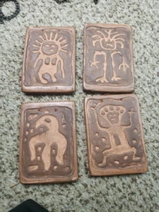 Peru Hieroglyph Wall Plaques Small Set Of 4. Wall Decor - Cisco Peru - Picture 1 of 8