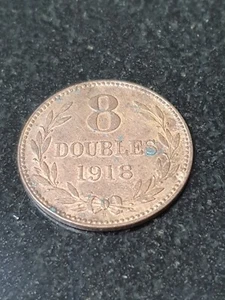 1918 H Guernsey 8 Doubles Coin - Picture 1 of 2