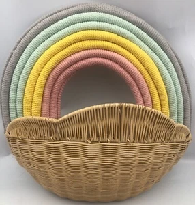 Cloud Island Woven Boho Rainbow Basket Wall Pocket Noah Ark Wall Hanging Decor - Picture 1 of 10
