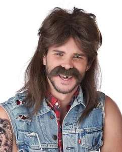 Lone Wolf Mullet Wig Brown Fancy Dress Up Halloween Adult Costume Accessory - Picture 1 of 1
