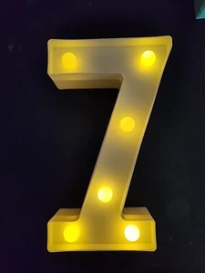 Light Up #7 , Battery Operated. Works Great. Batteries Not Included. 8.75"x4" - Picture 1 of 5