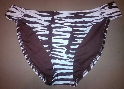 Parte inferior de traje de baño para mujer MOSSIMO JRS, marrón/blanco, estampado animal cebra, talla S NUEVO Foto 1 de 4