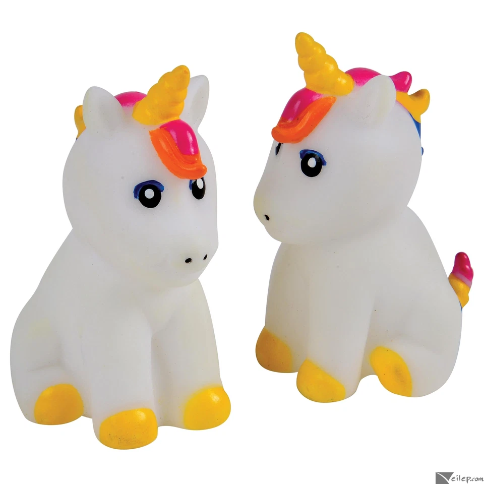 Juguete de Juego de Unicornio de Goma 3" Juguete de Vinilo Novedad, 2 CT, Blanco Amarillo Rosa Foto 1 de 2