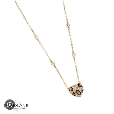 Park Lane Fierce Necklace Puffed Leopard Hued Crystals Heart Ltd Ed Stunning - Image 1 of 2