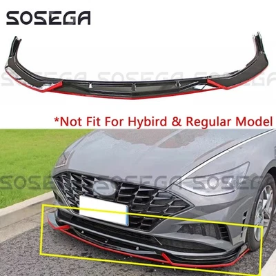 Alerón labial de parachoques delantero rojo brillante estilo V para Hyundai Sonata 2020-2023 Foto 1 de 4